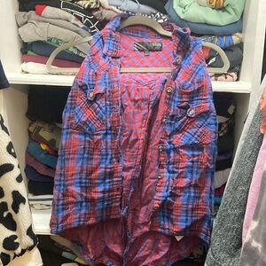 Vans Red and Blue Button Down Shirt